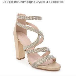 Champagne Crystal Mid Block Heel "De Blossom Collection"